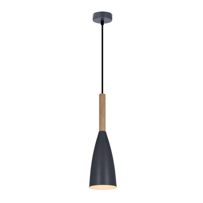 Lampa wisząca szara + drewno Trosa Ledea 50101266