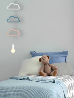 Single Ccc Lampa Wisząca 1X20W E27 Iq Kids Różowy+Niebieski+Biały