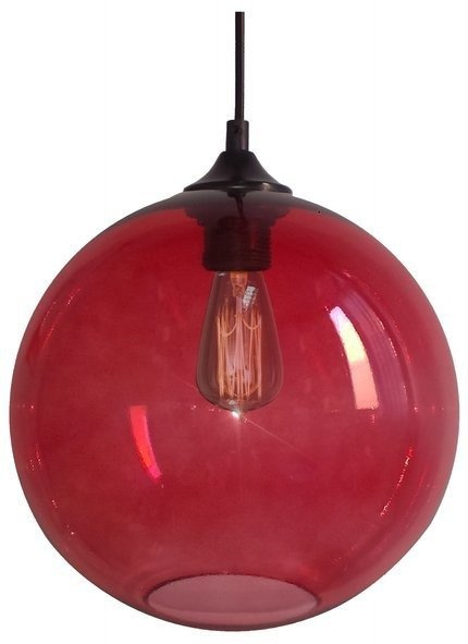 Hanging lamp glass ball red + Edison bulb 31-21410