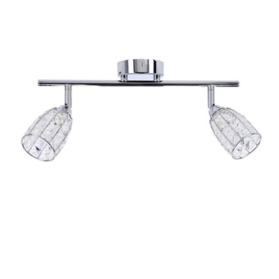 Shiba plafonnier bande chrome 2x15w g9 abat-jour incolore