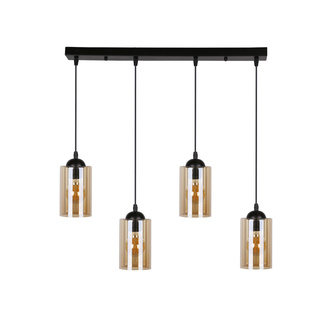 Lampa suspendata neagra / banda maro 4xE27 Bistro 34-00552