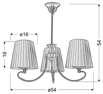 Chandelier 3xE27 honey 54cm Mozart 33-33970