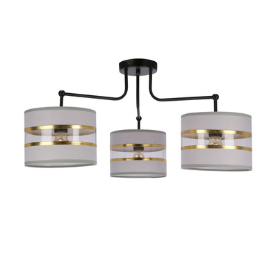 Lampa sufitowa czarny 3xE27 abażur biały + złoty Andy 33-00514