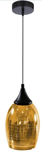 Hängelampe mit Spiegelschirm aus Gold und schwarzem Glas Marina Candellux 31-58003