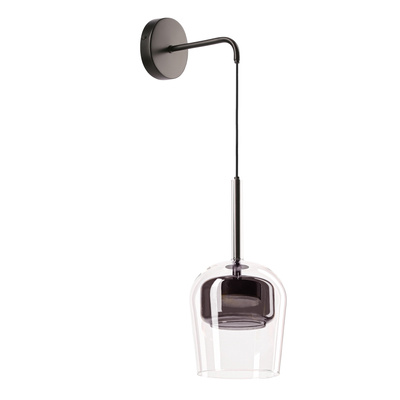 Wall lamp glass shade transparent and smoked for bedroom 1xGX53