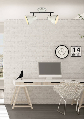 Plafonnier mural noir et blanc 2x40W réglable Zumba Candellux 92-72139