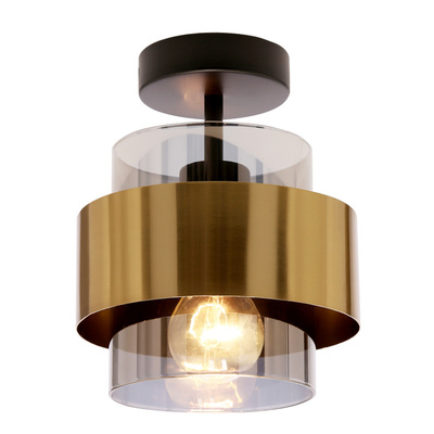 Spiega Plafonnier Laiton Noir E27 Abat-Jour Transparent 31-09487