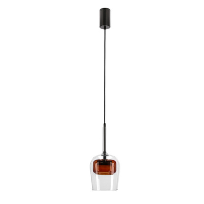 Pendant lamp Glaxi glass shade transparent and brown 1xGX53 over table