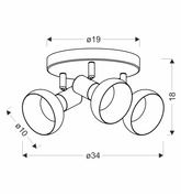 Lampa sufitowa Puerto oprawa 3-punktowa do salonu metalowa