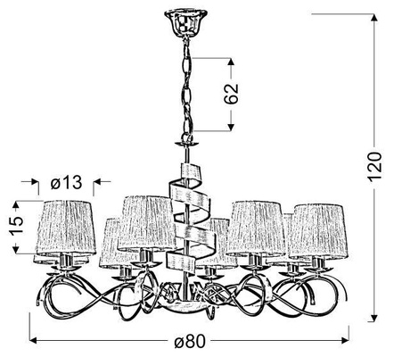 Lampa suspendata crom 8xE14 candelabru Denis 38-23452