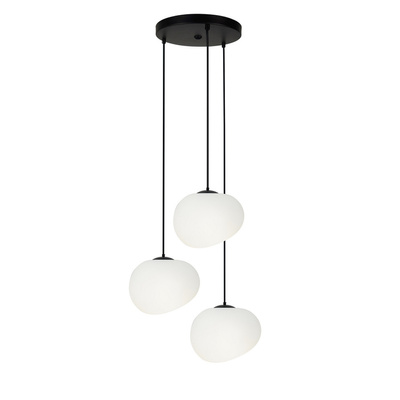 Pendant lamp STONES in Japandi style round base with 20 cm stone shaped acrylic shades modern living room lighting 3x E27