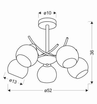 AMOS Lampa wiszaca chromowy 5x40W E27 klosz biały 35-34984