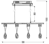 Hanging lamp LED chrome with crystals 4x3W Prisma Candellux 34-25708