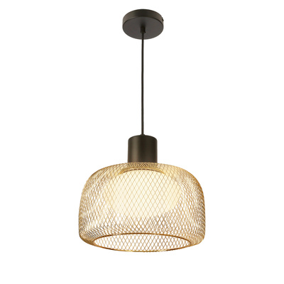 Lampa wisząca Sopra 32 czarno złota z kloszem drucianym nad stół