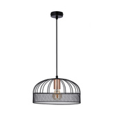 Lampe suspendue en métal noir réglable 40W E27 Levi 31-78469