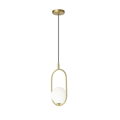 Lampa wisząca CORDEL elegancka - złoty mosiądz z białym kloszem kulką - nowoczesne oświetlenie sufitowe salonu i łazienki 1x G9 LED