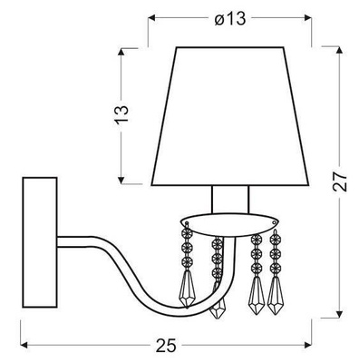 Aplic cromat / abajur bej cu cristale 40W Ruti Candellux 21-58706