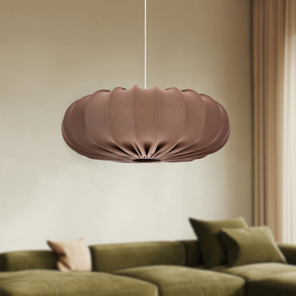 Lampa wisząca CAFEE skandynawska - z abażurem brązowym mokka 66cm - nowoczesne oświetlenie sufitowe do salonu i jadalni E27