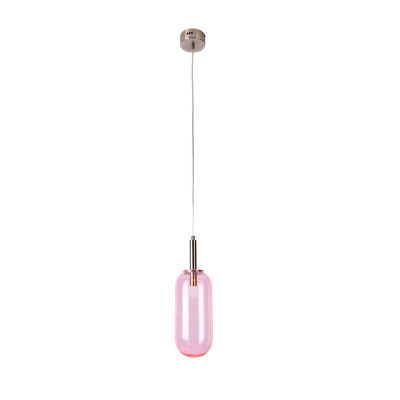 Pendant lamp FIUGGI pink with elongated glass minimalist LED lamp over table