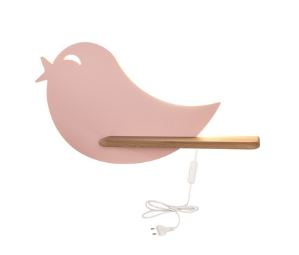 LED wall lamp pink bird shelf + switch Bird 21-85054
