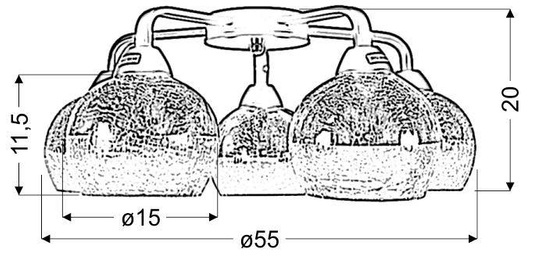 Spiegel-Deckenleuchte gebrochenes Glas Chrom 5x60W Cromina Candellux 98-55668