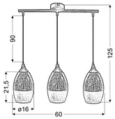 Hanging lamp gold glass adjustable 3x60W Celia Candellux 33-57327