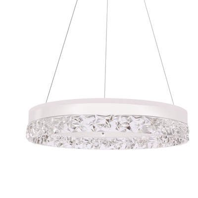Pendant lamp FROZI in glamour style white shade with crystals elegant and modern LED living room lighting
