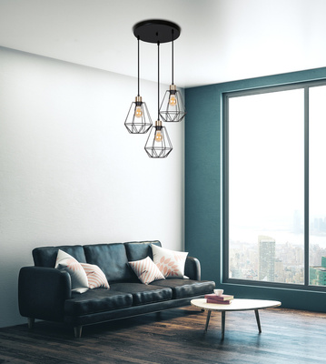 Placă lampă suspendată neagră/patină fir Primo 33-00323