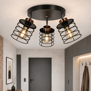 Lampa sufitowa czarna/złota talerz 3xE27 Glob 98-00392