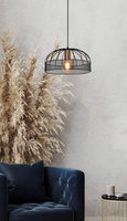 Lampe suspendue en métal noir réglable 40W E27 Levi 31-78469