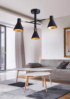 Ceiling lamp black and gold matt adjustable 3x40W Less 33-70975