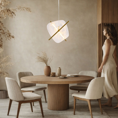 RELAX square brown pendant lamp 15W LED 3000K white shade