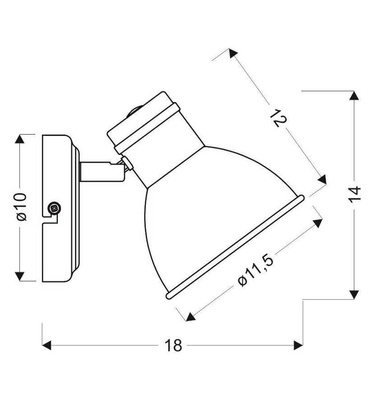 Aplic Zumba metalic reglabil alb-negru Zumba Candellux 91-72115