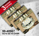 Set aus drei Candellux Ss-16 Gu10 LED-Leuchten mit LED-Glühbirne, Glasbraun