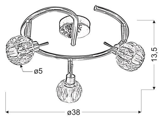 Spiral ceiling lamp 3X40W G9 chrome BOMBOLA 98-70326