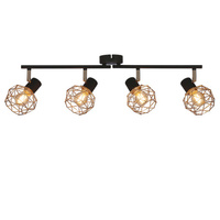 Plafonnier applique bande abat-jour cuivre noir 4x40W E14 Acrobat 94-22226