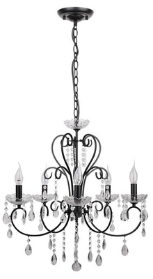 Lampe suspendue noire avec cristaux 5xE14 Aurora 35-73730