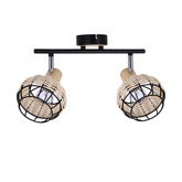 Tajga ceiling lamp black + wooden strip 2x40w e14 black + wooden lampshade
