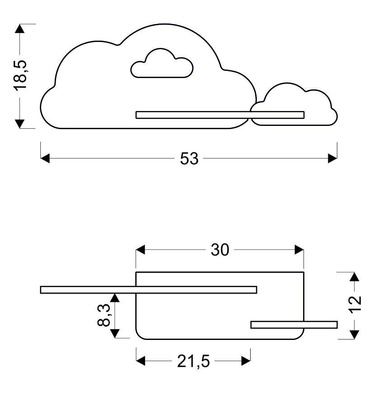 Aplică LED de 5W pentru un nor albastru și alb pentru copil cu raft Cloud 21-33567