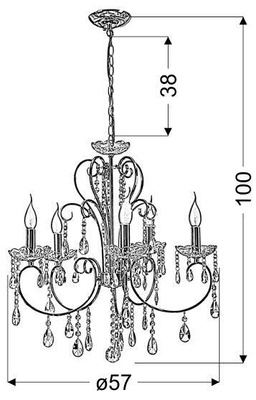 Hanging lamp black with crystals 5xE14 Aurora 35-73730