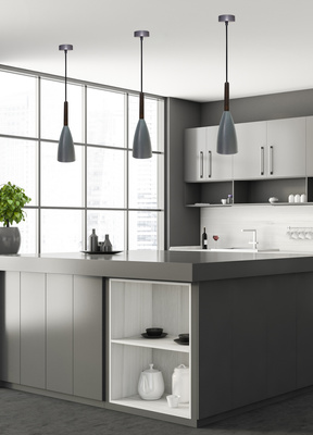 Hanging lamp gray metal / wood E27 Flen Ledea 50101262