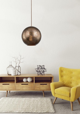 Plafoniera suspendata Candellux Sfinks 31-43276 bila E27 ajurata maro deschis
