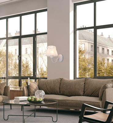 Kinkiet biały abażur z organzy 1xE27 Zefir Candellux 21-73785