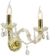 Kryształowy kinkiet ścienny MARIA TERESA podwójny złoty 2x E14 - elegancka lampa ścienna vintage