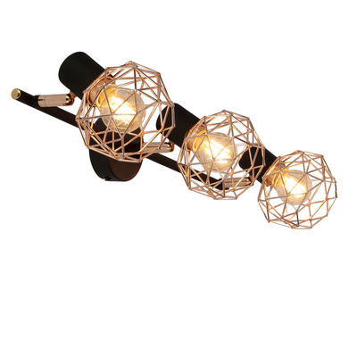 Lampa de perete cu banda tripla abajur negru cupru Acrobat 93-22219