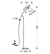Schwarz-weiße, diagonal verstellbare Stehleuchte Zumba Candellux 51-72108