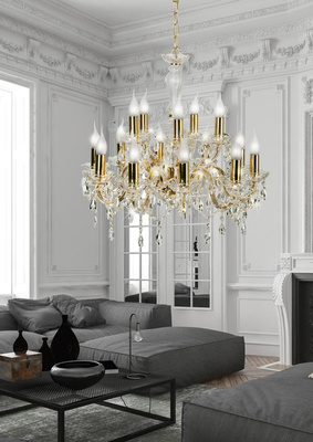 Candelabru din aur cu cristale 15xE14 Maria Teresa 30-95810