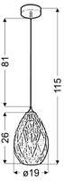 Hanging ceiling lamp candellux gran 31-51455 e27 gold