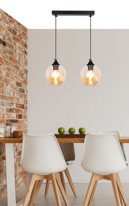 Glass hanging lamp black / brown 2xE27 Aspa 32-00590