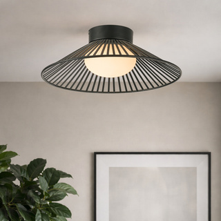Ceiling lamp Sonte 40 black wire with white shade for living room GX53